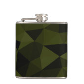 Donkere legergroene zwarte geometrische maaspatron heupfles (Voorkant)