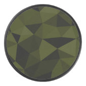Donkere legergroene zwarte geometrische maaspatron hockey puck (Voorkant)