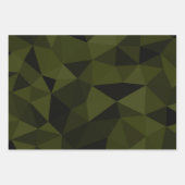 Donkere legergroene zwarte geometrische maaspatron inpakpapier vel (Voorkant)