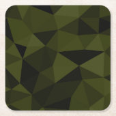 Donkere legergroene zwarte geometrische maaspatron kartonnen onderzetters (Voorkant)