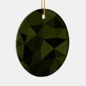 Donkere legergroene zwarte geometrische maaspatron keramisch ornament (Rechts)