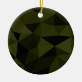 Donkere legergroene zwarte geometrische maaspatron keramisch ornament (Voorkant)