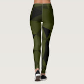 Donkere legergroene zwarte geometrische maaspatron leggings (Achterkant)