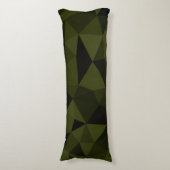Donkere legergroene zwarte geometrische maaspatron lichaamskussen (Voorkant Verticaal)