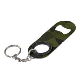 Donkere legergroene zwarte geometrische maaspatron mini flessenopener (Voorkant Gekanteld)