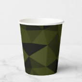 Donkere legergroene zwarte geometrische maaspatron papieren bekers (Achterkant)