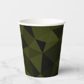 Donkere legergroene zwarte geometrische maaspatron papieren bekers (Voorkant)