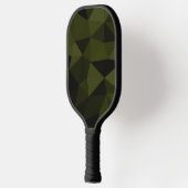 Donkere legergroene zwarte geometrische maaspatron pickleball paddle (Links)