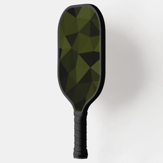 Donkere legergroene zwarte geometrische maaspatron pickleball paddle (Links)