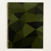 Donkere legergroene zwarte geometrische maaspatron planner (Voorkant)
