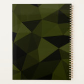 Donkere legergroene zwarte geometrische maaspatron planner (Achterkant)