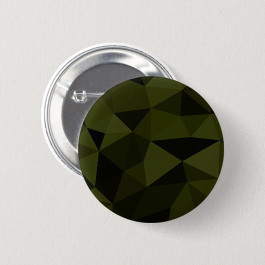 Donkere legergroene zwarte geometrische maaspatron ronde button 5,7 cm (Voorkant /achterkant)