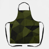 Donkere legergroene zwarte geometrische maaspatron schort (Voorkant)