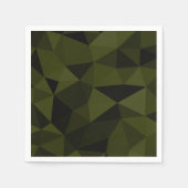 Donkere legergroene zwarte geometrische maaspatron servet (Voorkant)