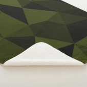 Donkere legergroene zwarte geometrische maaspatron sherpa deken (3/4)