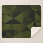 Donkere legergroene zwarte geometrische maaspatron sherpa deken (Voorkant (horizontaal))