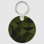 Donkere legergroene zwarte geometrische maaspatron sleutelhanger (Voorkant)