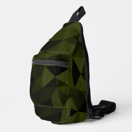 Donkere legergroene zwarte geometrische maaspatron sling bag