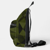 Donkere legergroene zwarte geometrische maaspatron sling bag (Rechts)