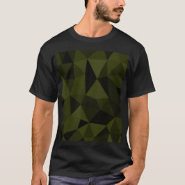 Donkere legergroene zwarte geometrische maaspatron t-shirt