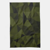Donkere legergroene zwarte geometrische maaspatron theedoek (Verticaal)