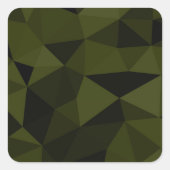 Donkere legergroene zwarte geometrische maaspatron vierkante sticker (Voorkant)