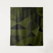 Donkere legergroene zwarte geometrische maaspatron wandkleed (Voorkant)