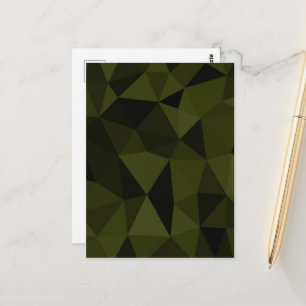 Donkere legergroene zwarte geometrische mesh-patro briefkaart