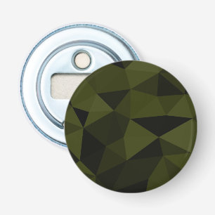 Donkere legergroene zwarte geometrische mesh-patro button flesopener
