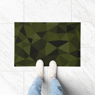 Donkere legergroene zwarte geometrische mesh-patro deurmat