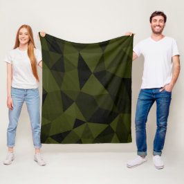Donkere legergroene zwarte geometrische mesh-patro fleece deken