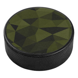 Donkere legergroene zwarte geometrische mesh-patro hockey puck