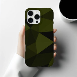 Donkere legergroene zwarte geometrische mesh-patro iPhone 15 pro max case