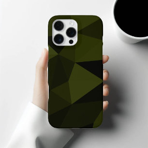 Donkere legergroene zwarte geometrische mesh-patro iPhone 15 pro max case