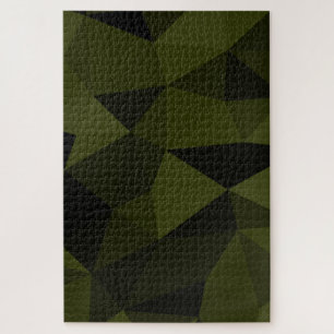 Donkere legergroene zwarte geometrische mesh-patro legpuzzel
