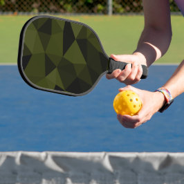Donkere legergroene zwarte geometrische mesh-patro pickleball paddle