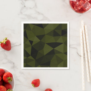 Donkere legergroene zwarte geometrische mesh-patro servet
