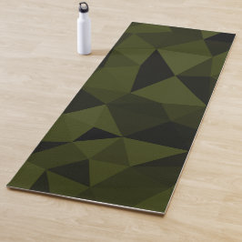 Donkere legergroene zwarte geometrische mesh-patro yogamat