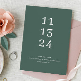 Donkere Leigroene Trouw | Diepe Eucalyptus Modern Save The Date