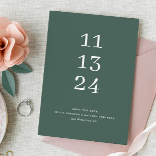 Donkere Leigroene Trouw Diepe Eucalyptus Modern Save The Date