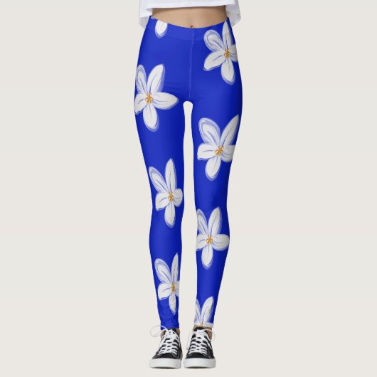 Donkere leisteen blauwe orchidee Leggings (Voorkant)