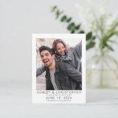 Donkere leisteen moderne ingelijste foto save the date (Staand voorkant)