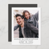 Donkere leisteen moderne ingelijste foto save the date (Voorkant / Achterkant)