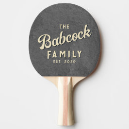 Donkere Leisteen Retro Familienaam & Jaar Tafeltennisbatje