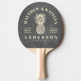 Donkere Leisteen Tropische Ananas Bruiloft Tafeltennisbatje