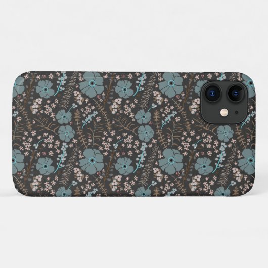 Donkere lentemix bloemen Blauwgroen grijze roze bl Case-Mate iPhone Case (Achterkant (horizontaal))
