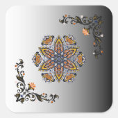Donkere & Lichte Mandala Bloei Vierkante Sticker (Voorkant)