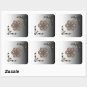 Donkere & Lichte Mandala Bloei Vierkante Sticker (Vel)