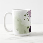 donkere & lichte paarse bloemen groen koffiemok (Links)