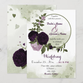 donkere lichte paarse bloemen groen met een grote  kaart